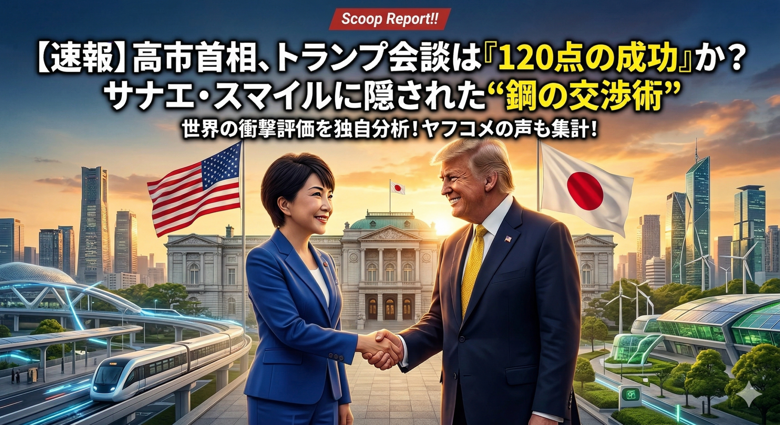 【速報】高市首相、トランプ会談は「120点の成功」か？サナエ・スマイルに隠された“鋼の交渉術”と世界の衝撃評価を独自分析！
