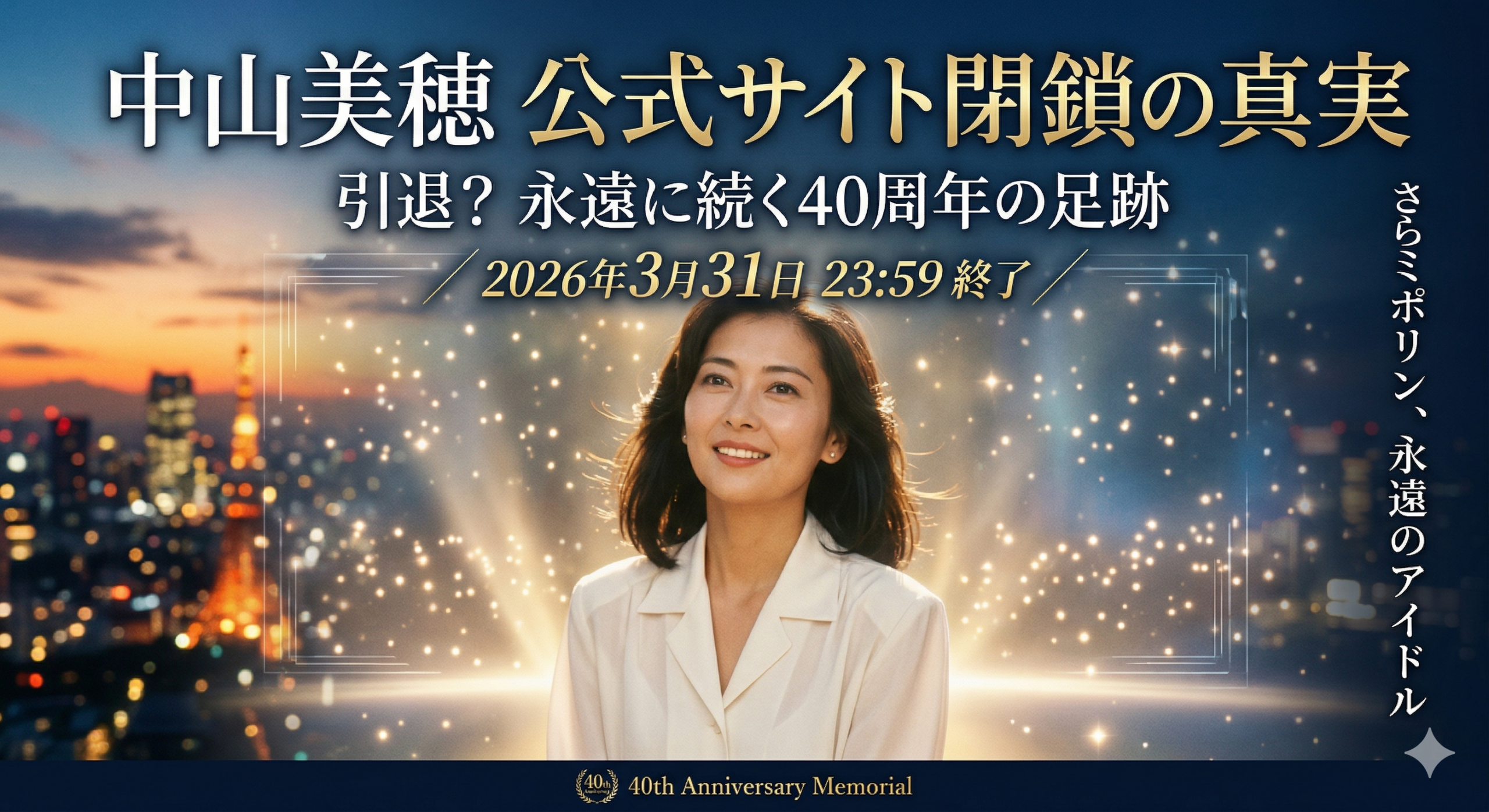 中山美穂が引退？2026年3月公式サイト閉鎖の「真相」と40周年の最後