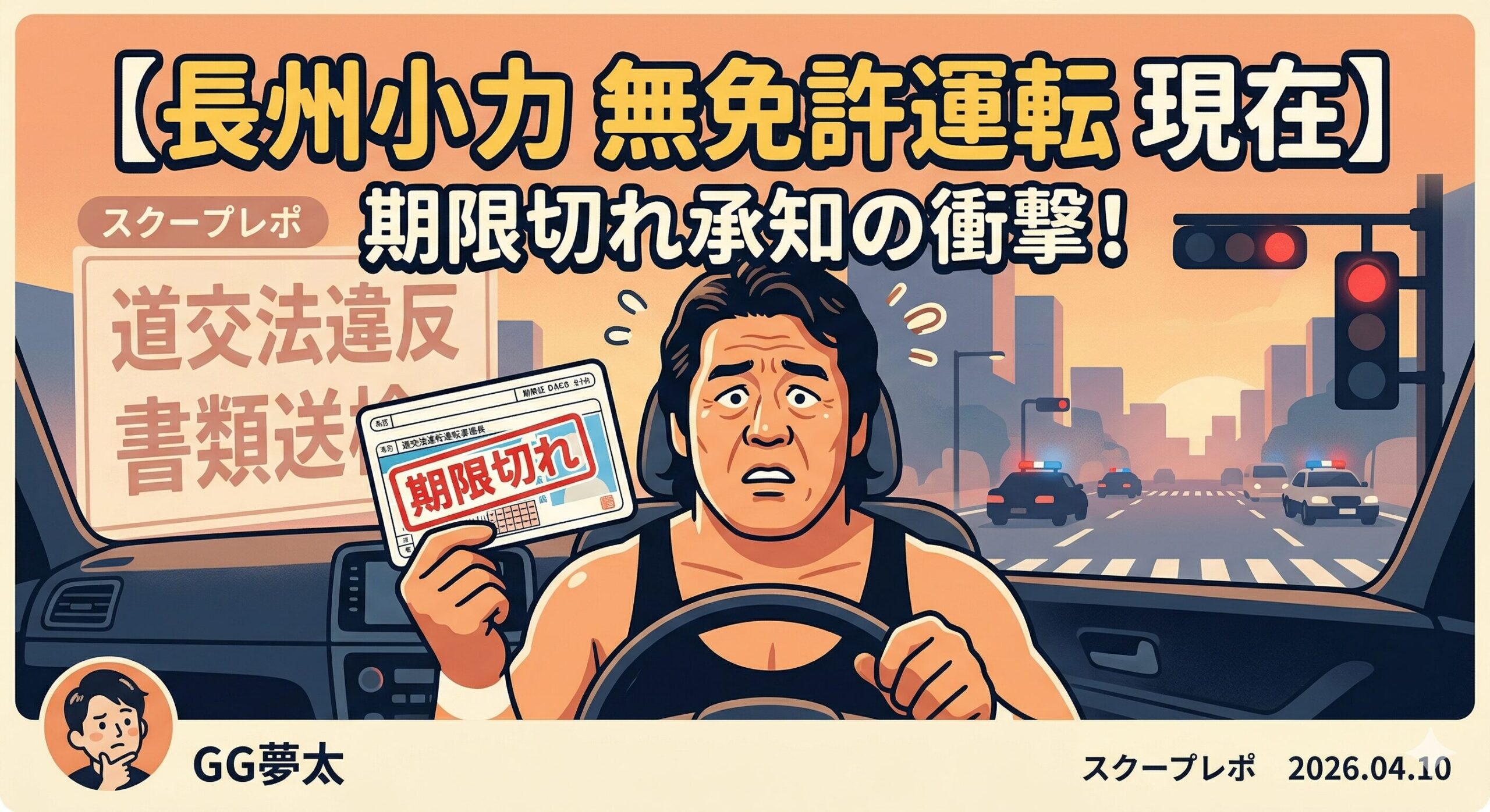 長州小力無免許運転!書類送検の真相と「期限切れ承知」の衝撃…あの人気芸人に何が？