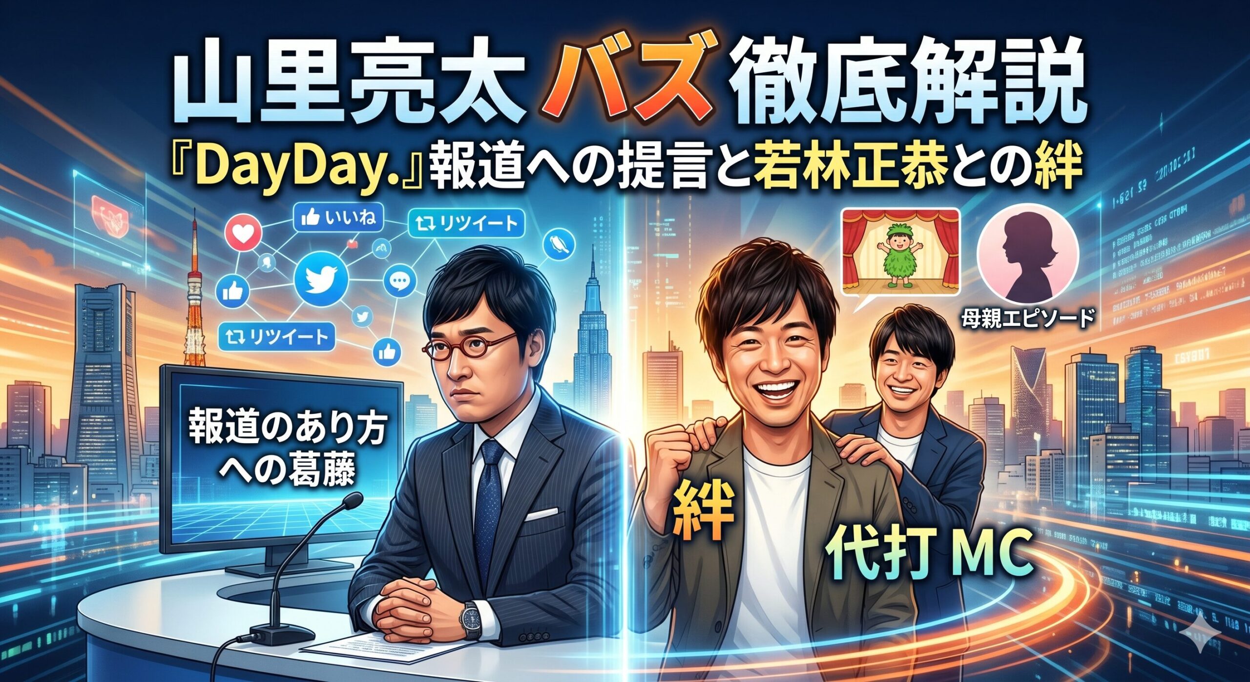 山里亮太がバズった理由は？『DayDay.』報道への提言と若林正恭との代打劇を徹底解説